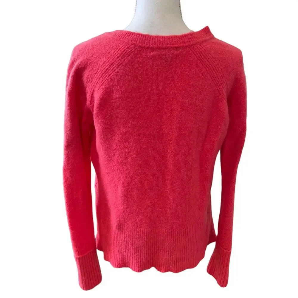 J Crew Boxy Oversized Wool Alpaca Blend V Neck Sweater Melon XS